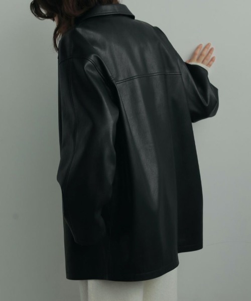anuke/アンヌーク] エコレザー オーバージャケット（ライダース
