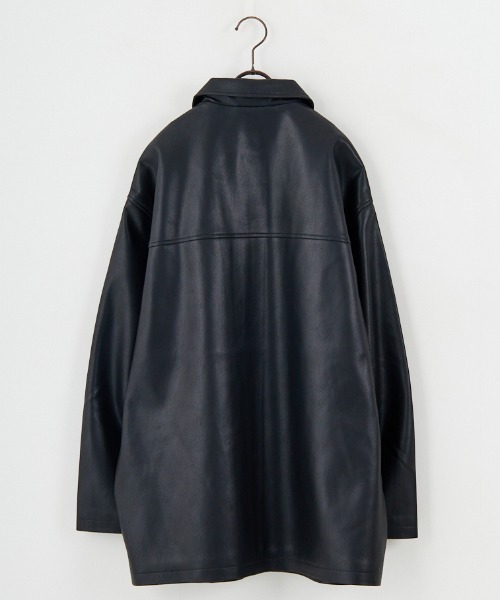 anuke/アンヌーク] エコレザー オーバージャケット（ライダース