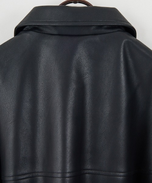 anuke/アンヌーク] エコレザー オーバージャケット（ライダース