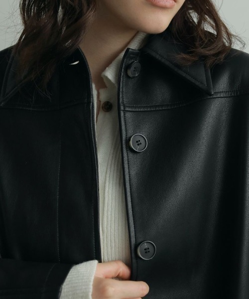 anuke/アンヌーク] エコレザー オーバージャケット（ライダース