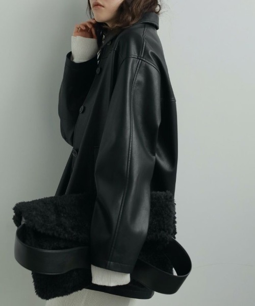 anuke/アンヌーク] エコレザー オーバージャケット（ライダース