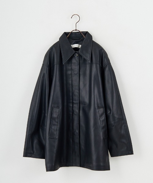 anuke/アンヌーク] エコレザー オーバージャケット（ライダース