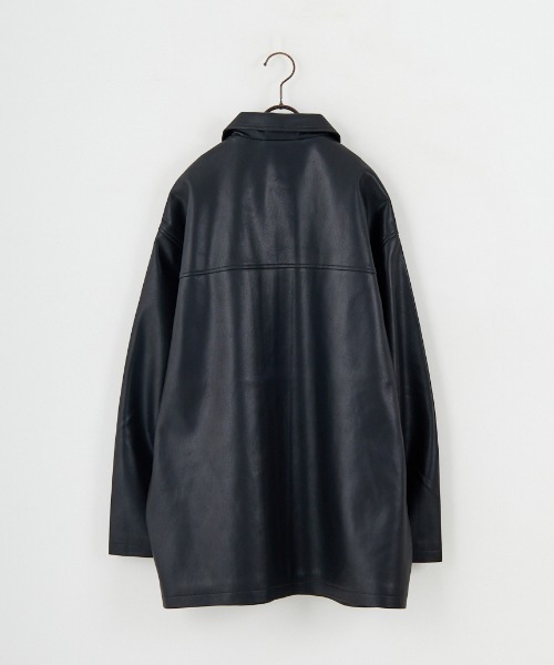 anuke/アンヌーク] エコレザー オーバージャケット（ライダース