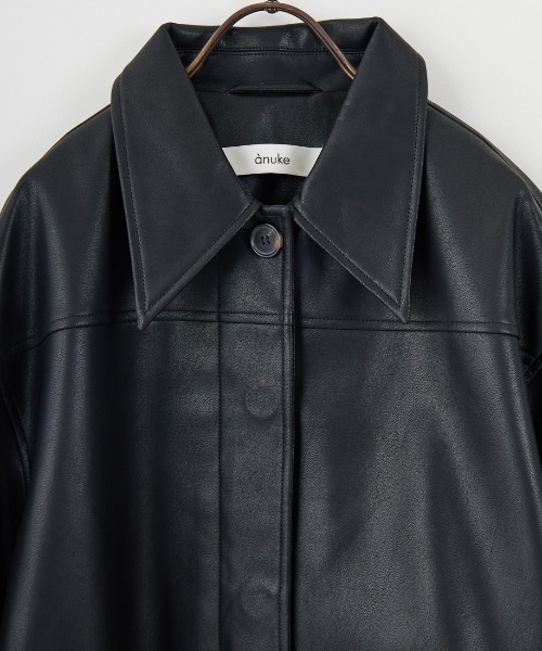 anuke/アンヌーク] エコレザー オーバージャケット（ライダース