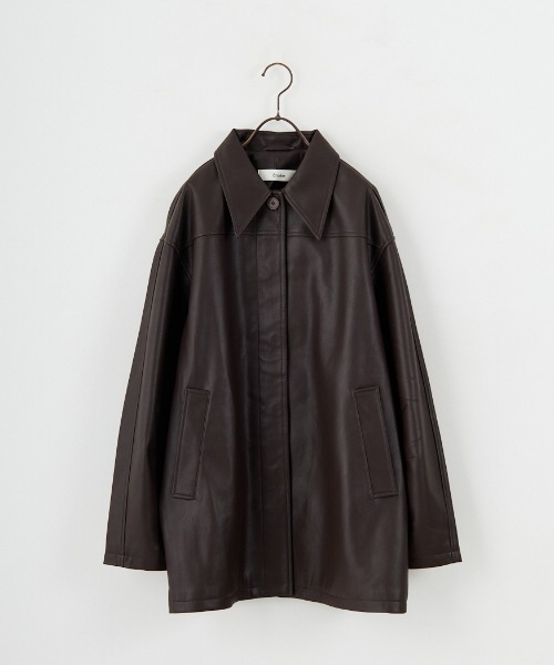 anuke/アンヌーク] エコレザー オーバージャケット（ライダース