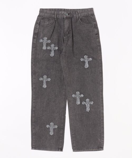 NO WAY(ノーウェイ)の「/アップリケデニムパンツ/(デニムパンツ・メンズ・ブルー/ブラック・LARGE/MEDIUM)」の2枚目の写真