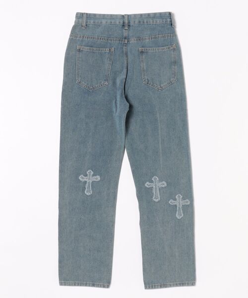 NO WAY(ノーウェイ)の「/アップリケデニムパンツ/(デニムパンツ・メンズ・ブルー/ブラック・LARGE/MEDIUM)」の3枚目の写真