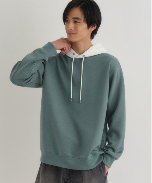 BACK NUMBER（バックナンバー）の「【BACK NUMBER】ダンボールフードキリカエパーカー（フード切り替えデザイン レギュラーフィット 洗練カジュアル）（パーカー・メンズ・グリーン/ブラック/ダークグレー・L/M/XL）」の3枚目の写真