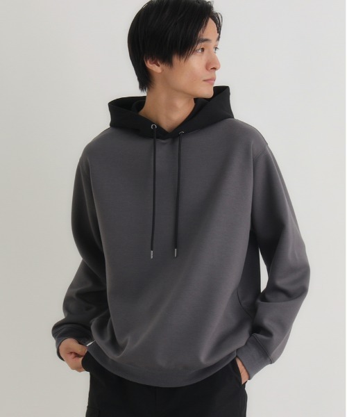 BACK NUMBER（バックナンバー）の「【BACK NUMBER】ダンボールフードキリカエパーカー（フード切り替えデザイン レギュラーフィット 洗練カジュアル）（パーカー・メンズ・グリーン/ブラック/ダークグレー・L/M/XL）」の2枚目の写真