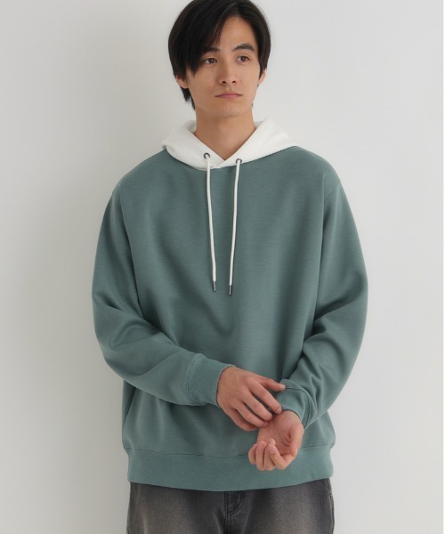 BACK NUMBER（バックナンバー）の「【BACK NUMBER】ダンボールフードキリカエパーカー（フード切り替えデザイン レギュラーフィット 洗練カジュアル）（パーカー・メンズ・グリーン/ブラック/ダークグレー・L/M/XL）」の9枚目の写真