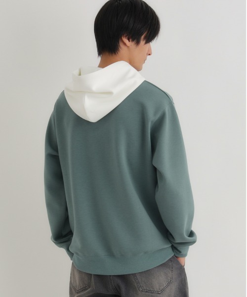 BACK NUMBER（バックナンバー）の「【BACK NUMBER】ダンボールフードキリカエパーカー（フード切り替えデザイン レギュラーフィット 洗練カジュアル）（パーカー・メンズ・グリーン/ブラック/ダークグレー・L/M/XL）」の11枚目の写真