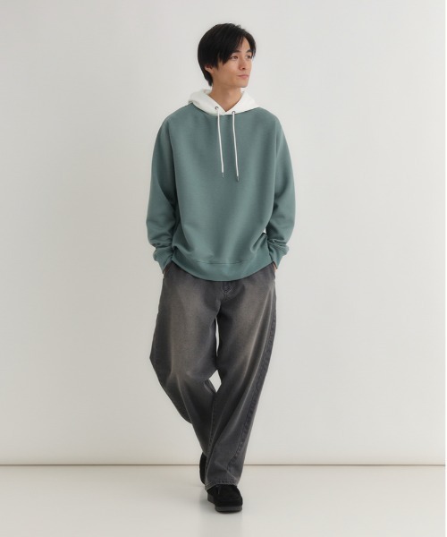 BACK NUMBER（バックナンバー）の「【BACK NUMBER】ダンボールフードキリカエパーカー（フード切り替えデザイン レギュラーフィット 洗練カジュアル）（パーカー・メンズ・グリーン/ブラック/ダークグレー・L/M/XL）」の13枚目の写真