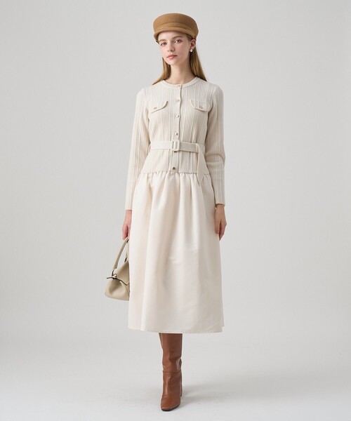 グログランコンビベルト付き ワンピース（ワンピース）｜ANAYI（アナイ