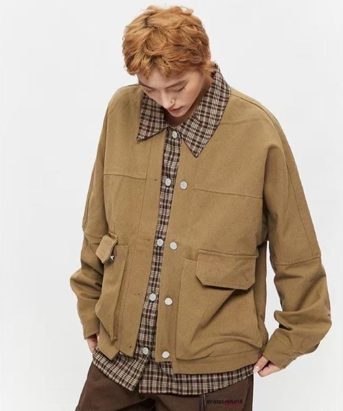 セール】チェックシャツレイヤード風ジャケット（ブルゾン）｜FreeZone