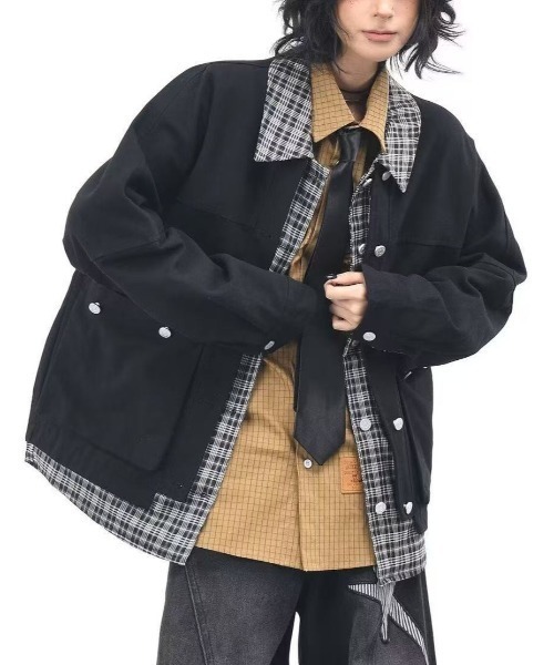 ENFOLD チェックブルゾン　薄手アウター ENFOLD チェックブルゾン 薄手アウター