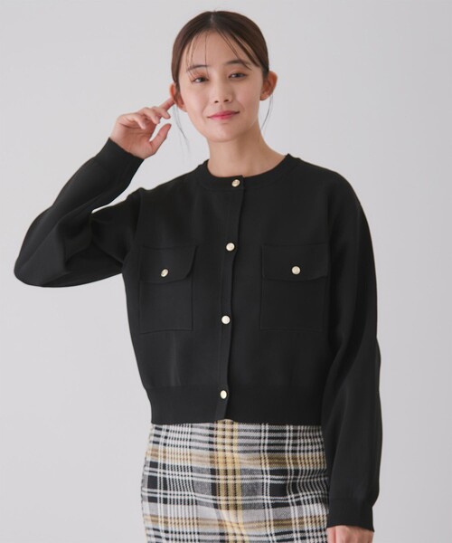 Jayro（ジャイロ）の「ポケ付きクルーカーディガン（カーディガン/ボレロ・レディース・ブラック/ワイン/チャコールグレー・M）」の5枚目の写真