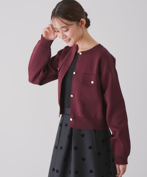 Jayro（ジャイロ）の「ポケ付きクルーカーディガン（カーディガン/ボレロ・レディース・ブラック/ワイン/チャコールグレー・M）」の20枚目の写真