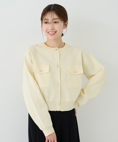 Jayro(ジャイロ)の「ポケ付きクルーカーディガン(カーディガン/ボレロ・レディース・ブラック/ワイン/チャコールグレー/グレー/ネイビー/ベージュ・M)」の4枚目の写真