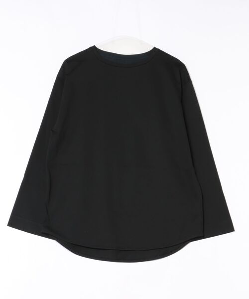 audrey and john wad(オードリーアンドジョンワッド)の「ダブルシルケット長袖フレアカットソー(Tシャツ/カットソー・レディース・ブラック/オフホワイト・FREE)」の2枚目の写真