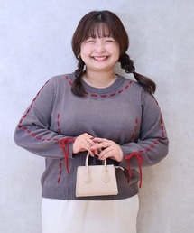 leswel（レスウェル）の「【yuki×leswel】【L～3L 大きいサイズ】配色ステッチニットプルオーバー（ニット/セーター）」