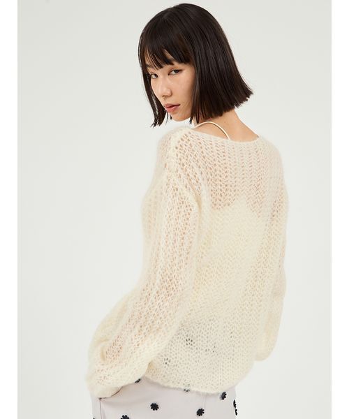 emmi（エミ）の「ルーズモヘアニットトップス（ニット/セーター・レディース・ミント/ライム/オフホワイト・F）」の7枚目の写真