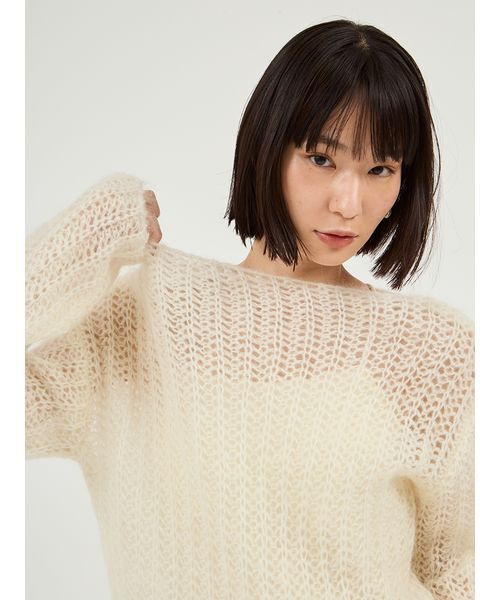 emmi（エミ）の「ルーズモヘアニットトップス（ニット/セーター・レディース・ミント/ライム/オフホワイト・F）」の8枚目の写真