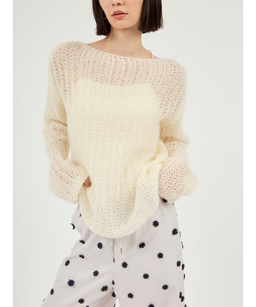 emmi（エミ）の「ルーズモヘアニットトップス（ニット/セーター・レディース・ミント/ライム/オフホワイト・F）」の10枚目の写真