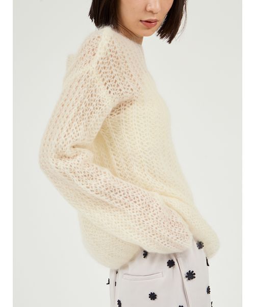 emmi（エミ）の「ルーズモヘアニットトップス（ニット/セーター・レディース・ミント/ライム/オフホワイト・F）」の11枚目の写真