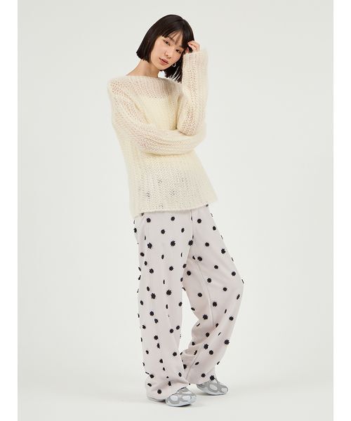 emmi（エミ）の「ルーズモヘアニットトップス（ニット/セーター・レディース・ミント/ライム/オフホワイト・F）」の15枚目の写真