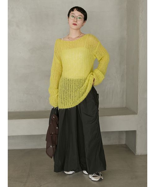 emmi（エミ）の「ルーズモヘアニットトップス（ニット/セーター・レディース・ミント/ライム/オフホワイト・F）」の18枚目の写真
