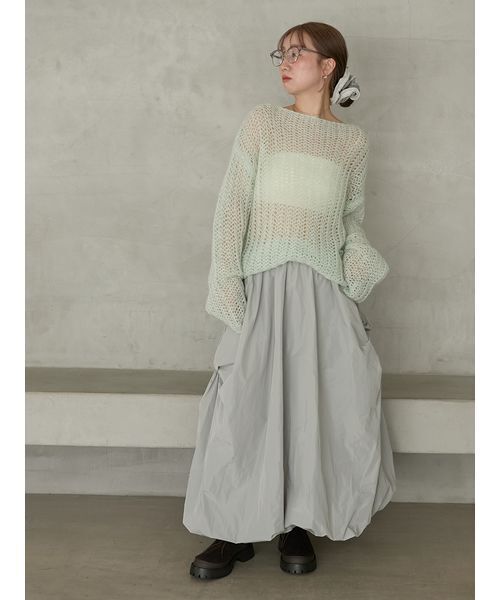 emmi（エミ）の「ルーズモヘアニットトップス（ニット/セーター・レディース・ミント/ライム/オフホワイト・F）」の20枚目の写真