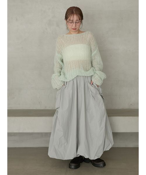 emmi（エミ）の「ルーズモヘアニットトップス（ニット/セーター・レディース・ミント/ライム/オフホワイト・F）」の21枚目の写真