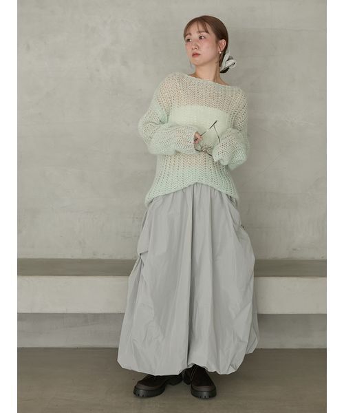 emmi（エミ）の「ルーズモヘアニットトップス（ニット/セーター・レディース・ミント/ライム/オフホワイト・F）」の22枚目の写真