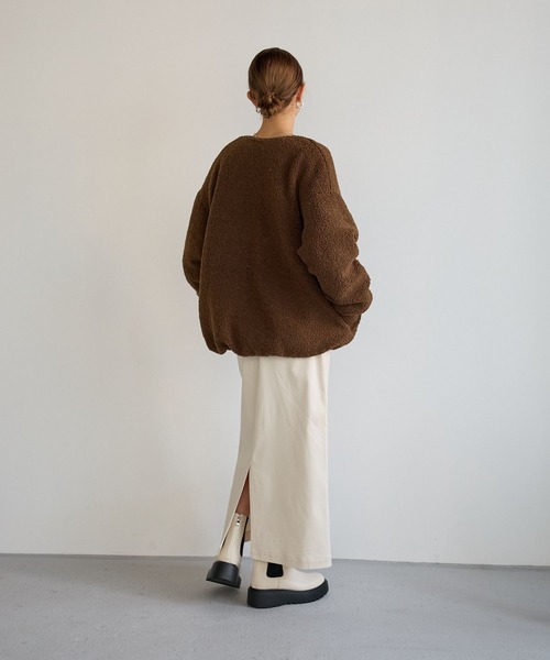 BAYFLOW（ベイフロー）の「[暖かい裏起毛]コンフォートウォームスカート（スカート・レディース・ダークブラウン/アイボリー・FREE）」の10枚目の写真