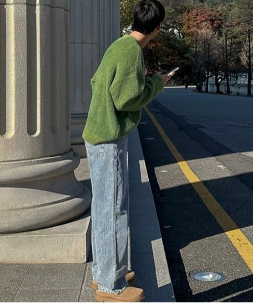 NOWLE（ノウル）の「【NOWLE】ファーライク クルーネック プルオーバー ニット（ニット/セーター・メンズ・ブラック/グレー/グリーン・MEDIUM/LARGE/X-LARGE）」の7枚目の写真