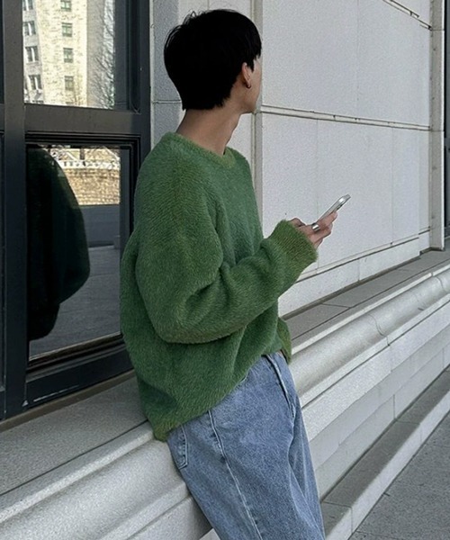 NOWLE（ノウル）の「【NOWLE】ファーライク クルーネック プルオーバー ニット（ニット/セーター・メンズ・ブラック/グレー/グリーン・MEDIUM/LARGE/X-LARGE）」の17枚目の写真