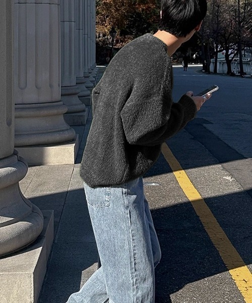 NOWLE（ノウル）の「【NOWLE】ファーライク クルーネック プルオーバー ニット（ニット/セーター・メンズ・ブラック/グレー/グリーン・MEDIUM/LARGE/X-LARGE）」の13枚目の写真