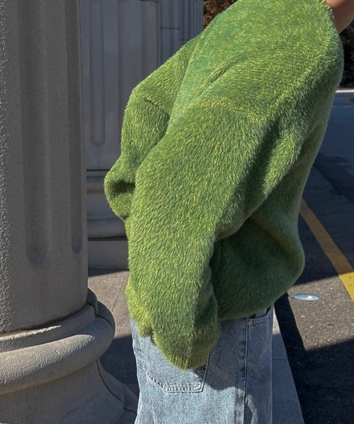 NOWLE（ノウル）の「【NOWLE】ファーライク クルーネック プルオーバー ニット（ニット/セーター・メンズ・ブラック/グレー/グリーン・MEDIUM/LARGE/X-LARGE）」の5枚目の写真