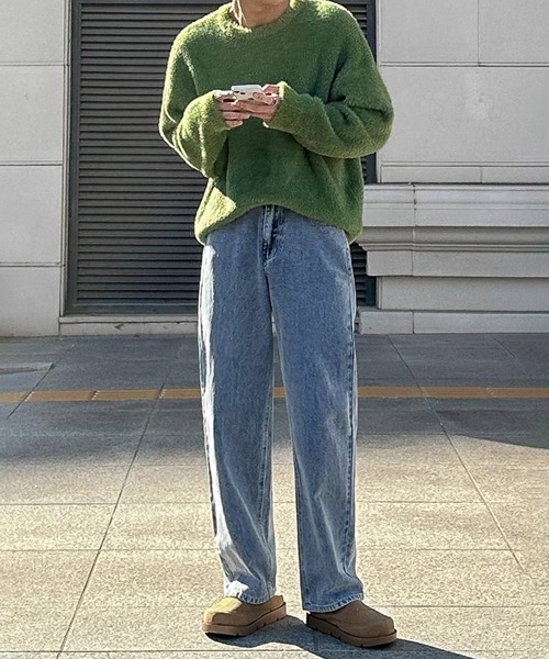 NOWLE（ノウル）の「【NOWLE】ファーライク クルーネック プルオーバー ニット（ニット/セーター・メンズ・ブラック/グレー/グリーン・MEDIUM/LARGE/X-LARGE）」の14枚目の写真