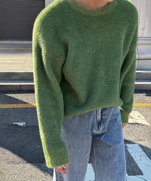 NOWLE（ノウル）の「【NOWLE】ファーライク クルーネック プルオーバー ニット（ニット/セーター・メンズ・ブラック/グレー/グリーン・MEDIUM/LARGE/X-LARGE）」の8枚目の写真