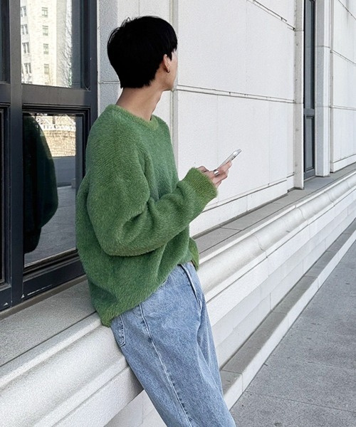 NOWLE（ノウル）の「【NOWLE】ファーライク クルーネック プルオーバー ニット（ニット/セーター・メンズ・ブラック/グレー/グリーン・MEDIUM/LARGE/X-LARGE）」の22枚目の写真