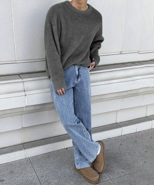 NOWLE（ノウル）の「【NOWLE】ファーライク クルーネック プルオーバー ニット（ニット/セーター・メンズ・ブラック/グレー/グリーン・MEDIUM/LARGE/X-LARGE）」の11枚目の写真