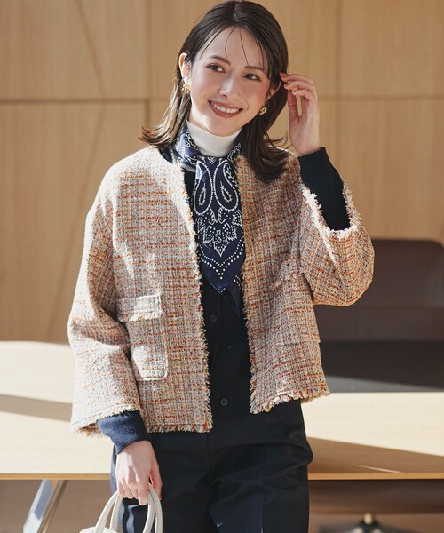 GIOLICAツイード ノーカラー ジャケット（ノーカラージャケット）｜23