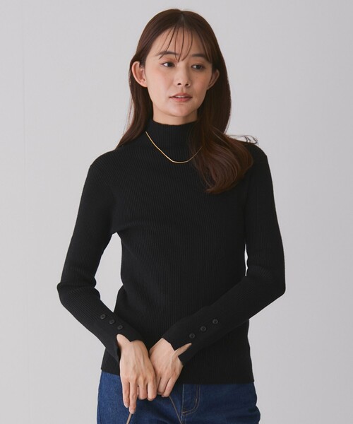 Jayro（ジャイロ）の「袖口ボタン付きニット（ニット/セーター・レディース・ホワイト系その他2/ブラック/ベージュ・M）」の4枚目の写真