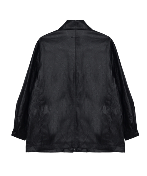NICK&NICOLE（ニックアンドニコール）の「HIDDEN BUTTON MIDI LEATHER JACKET_BLACK（ライダースジャケット・レディース・その他・FREE）」の5枚目の写真