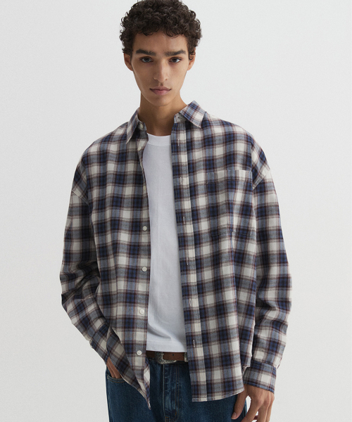 DNSR(ディーエヌエスアール)の「ヴィンテージチェックシャツブルー(シャツ/ブラウス・メンズ・その他・MEDIUM/LARGE/SMALL)」の5枚目の写真