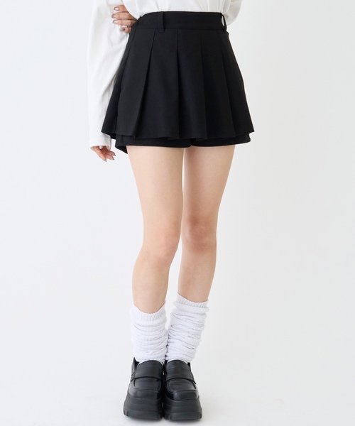 美品★MARK＆LONA スカート ⭐︎インナーパンツ一体型 白×黒ロゴ M セール】【起毛】スタイル盛れマイクロミニスカパン（その他パンツ