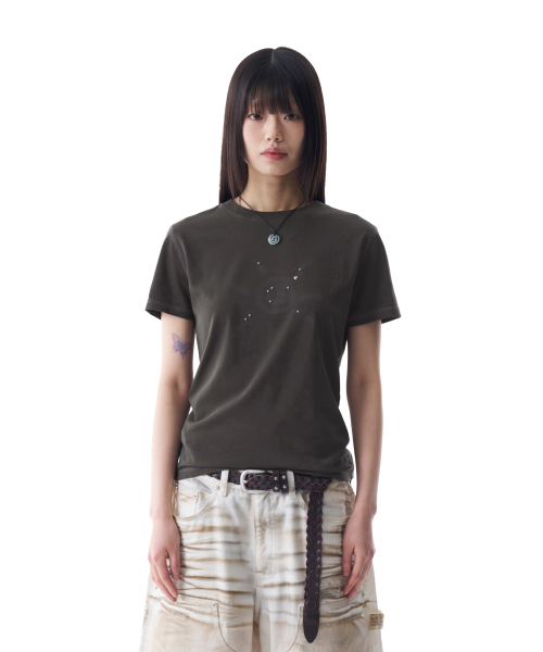 AAKAM（アーカム）の「Studded Sun Half Top (Dark Gray)（Tシャツ/カットソー・レディース・その他・1/2）」の2枚目の写真