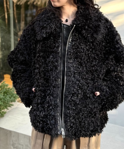 LOVELESS（ラブレス）の「【UNISEX】カルガンラムライクファーブルゾン（ブルゾン・メンズ・ブラック/ブラウン系その他5/ライトグレー・M/L）」の6枚目の写真