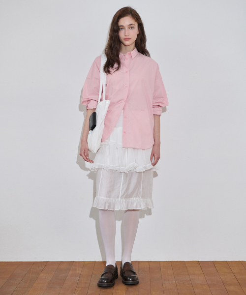 SINOON（シヌーン）の「Basic Over Fit Shirt (Pink)（シャツ/ブラウス・レディース・ピンク・FREE）」の2枚目の写真